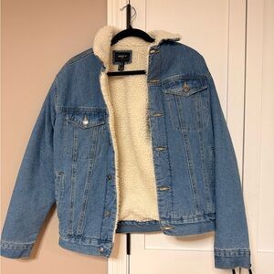 Forever 21 Blue Denim Jacket with Cream Lining